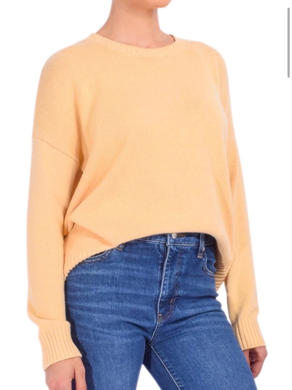 Minnie Rose - Marigold cotton/cashmere loose knit Med